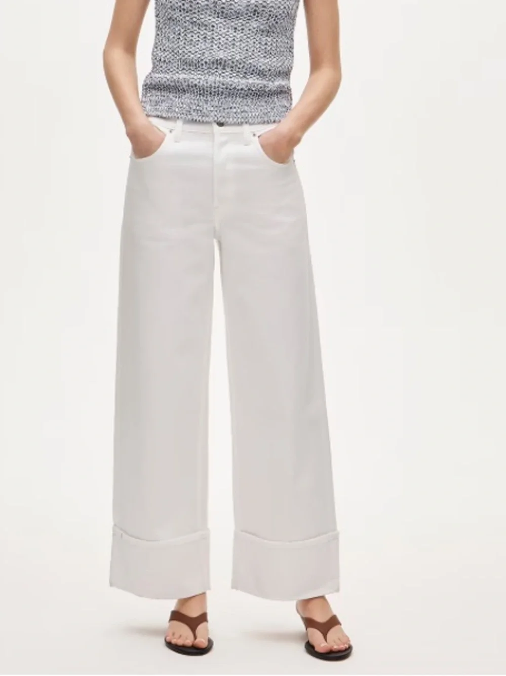 J crew white denim Everyday wide-leg cuffed ankle jean in rigid